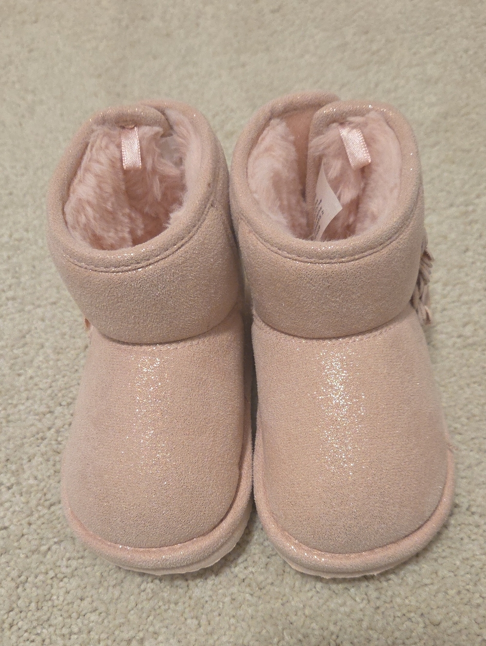 H&M Sparkly Pink Toddler Cozy Fuzzy Boots Size 6